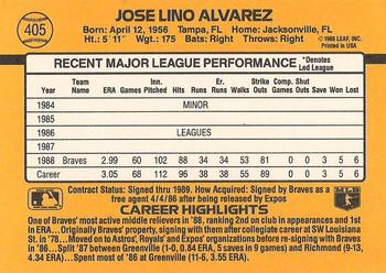 1989 Donruss #405 Jose Alvarez Back