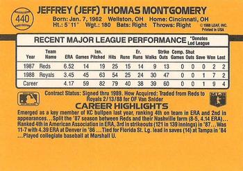 1989 Donruss #440 Jeff Montgomery Back