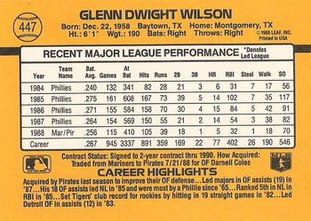 1989 Donruss #447 Glenn Wilson Back