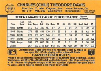 1989 Donruss #449 Chili Davis Back