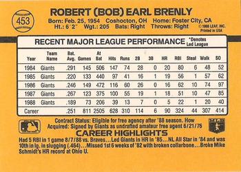 1989 Donruss #453 Bob Brenly Back
