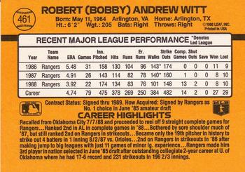 1989 Donruss #461 Bobby Witt Back