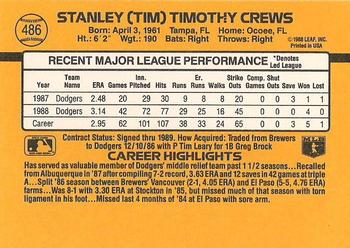 1989 Donruss #486 Tim Crews Back