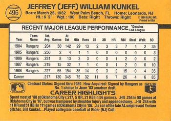 1989 Donruss #496 Jeff Kunkel Back