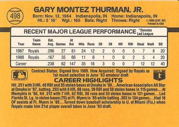 1989 Donruss #498 Gary Thurman Back