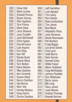 1989 Donruss #500 Checklist: 468-577 Back