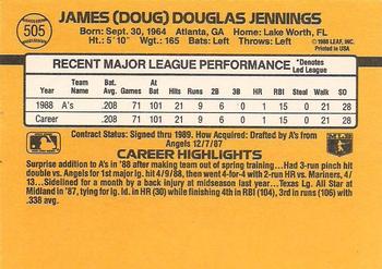 1989 Donruss #505 Doug Jennings Back