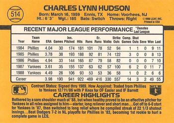 1989 Donruss #514 Charles Hudson Back