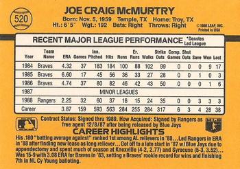 1989 Donruss #520 Craig McMurtry Back