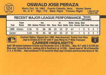 1989 Donruss #524 Oswald Peraza Back