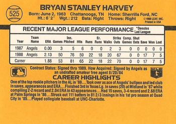 1989 Donruss #525 Bryan Harvey Back