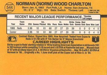 1989 Donruss #544 Norm Charlton Back