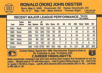 1989 Donruss #553 Ron Oester Back