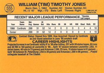 1989 Donruss #555 Tim Jones Back