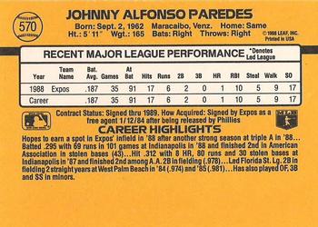 1989 Donruss #570 Johnny Paredes Back