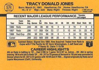1989 Donruss #574 Tracy Jones Back