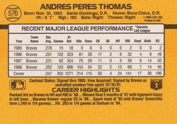 1989 Donruss #576 Andres Thomas Back