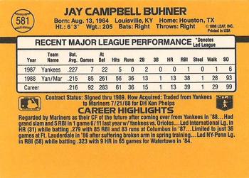 1989 Donruss #581 Jay Buhner Back