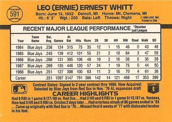 1989 Donruss #591 Ernie Whitt Back