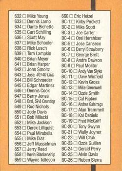 1989 Donruss #600 Checklist: 578-660, Bonus MVP's Back