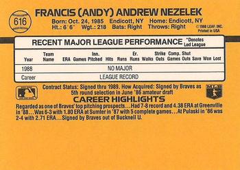 1989 Donruss #616 Andy Nezelek Back
