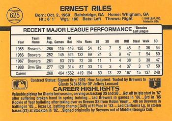 1989 Donruss #625 Ernest Riles Back