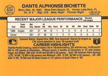 1989 Donruss #634 Dante Bichette Back