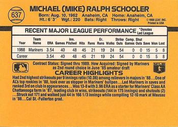 1989 Donruss #637 Mike Schooler Back