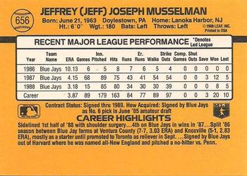 1989 Donruss #656 Jeff Musselman Back