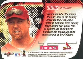 2001 Fleer Game Time - New Order #4 NO Mark McGwire  Back