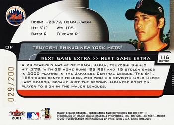 2001 Fleer Game Time - Next Game Extra #116 Tsuyoshi Shinjo  Back