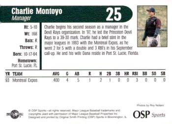 1998 OSP Sports Hudson Valley Renegades #NNO Charlie Montoyo Back