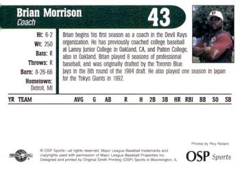 1998 OSP Sports Hudson Valley Renegades #NNO Brian Morrison Back
