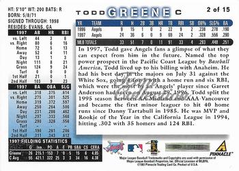 1998 Score Anaheim Angels #2 Todd Greene Back