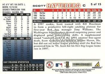 1998 Score Boston Red Sox #5 Scott Hatteberg Back