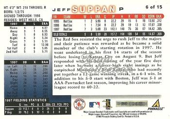 1998 Score Boston Red Sox #6 Jeff Suppan Back