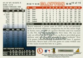 1998 Score St. Louis Cardinals #10 Royce Clayton Back