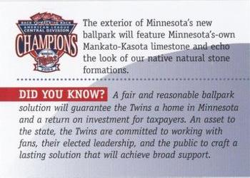 2005 Minnesota Twins A Ballpark for Minnesota #NNO A Ballpark for Minnesota Back