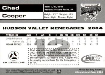 2004 Grandstand Hudson Valley Renegades #NNO Chad Cooper Back
