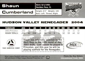 2004 Grandstand Hudson Valley Renegades #NNO Shaun Cumberland Back