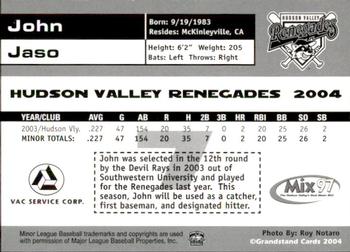 2004 Grandstand Hudson Valley Renegades #NNO John Jaso Back