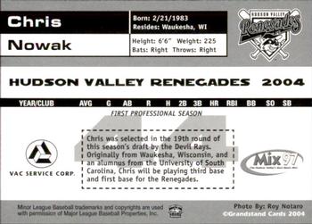 2004 Grandstand Hudson Valley Renegades #NNO Chris Nowak Back