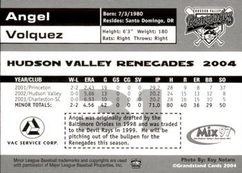 2004 Grandstand Hudson Valley Renegades #NNO Angel Volquez Back