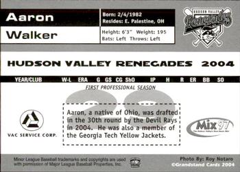 2004 Grandstand Hudson Valley Renegades #NNO Aaron Walker Back