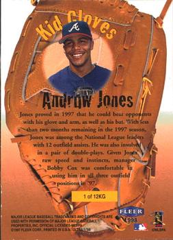 1998 Ultra - Kid Gloves #1KG Andruw Jones Back