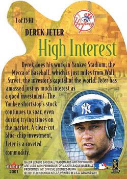 2001 Fleer Genuine - High Interest #1HI Derek Jeter  Back