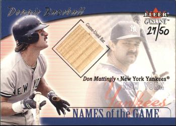 2001 Fleer Genuine - Names of the Game #NNO Don Mattingly Front