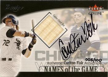 2001 Fleer Genuine - Names of the Game Autographs #NNO Carlton Fisk Front