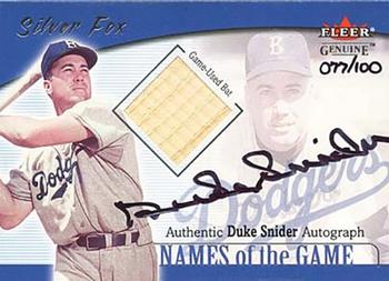 2001 Fleer Genuine - Names of the Game Autographs #NNO Duke Snider Front