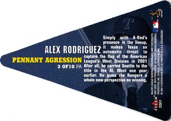 2001 Fleer Genuine - Pennant Aggression #2PA Alex Rodriguez  Back